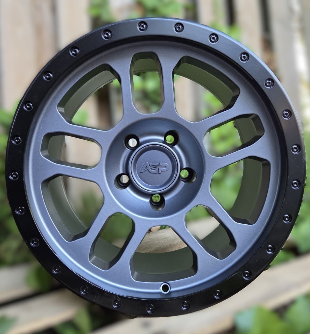 AGP 17x9 AGP Trux 301 5x127 5x5 Grey w/black ring (-12mm)